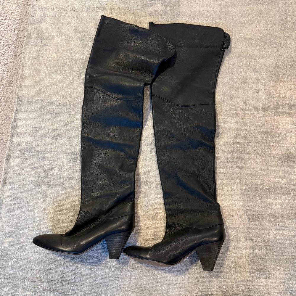 Black Free People thigh high leather boots